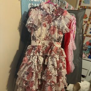 joyfolie kids Mia joy beautiful elegant high neck lace dress floral twirl sz 6